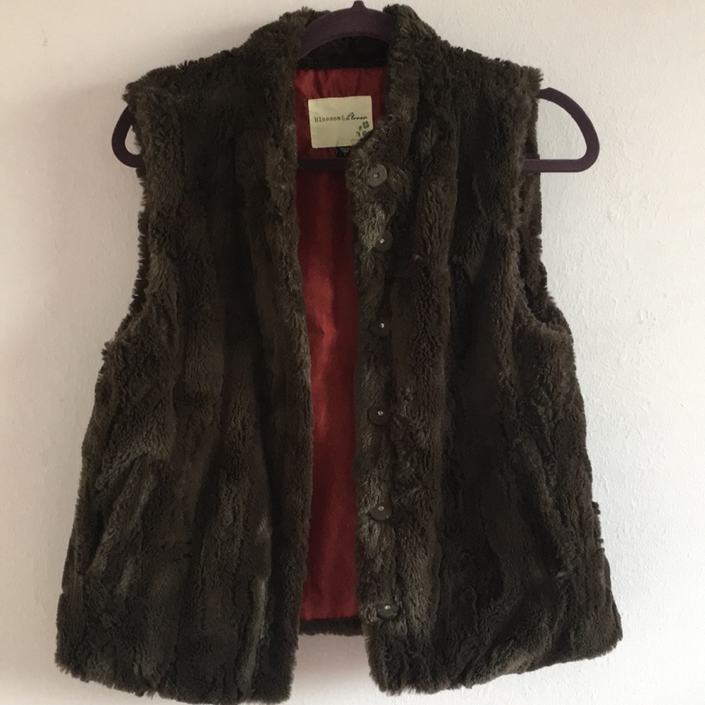 Faux brown fur vest